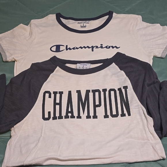 Champion Other - Champion Cream and Black Raglan Short Sleeve Tee